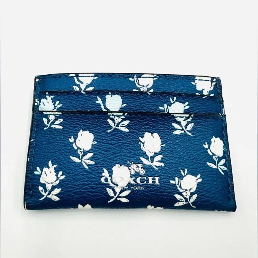 Coach Navy Floral Card Holder